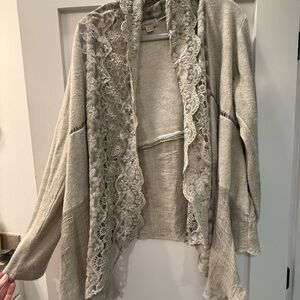 Bohemian Women's Lightweight Crochet Trim Open-Front Sweater Cardigan soft